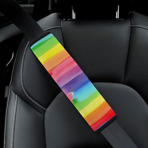 Universal Fit LGBTQ Colorful Rainbow Seat Belt Shoulder Pad for Adult Use, Most Cars, 1 Pair Harness Pads Strap Anti-Slip Pad - color: Pattern 53