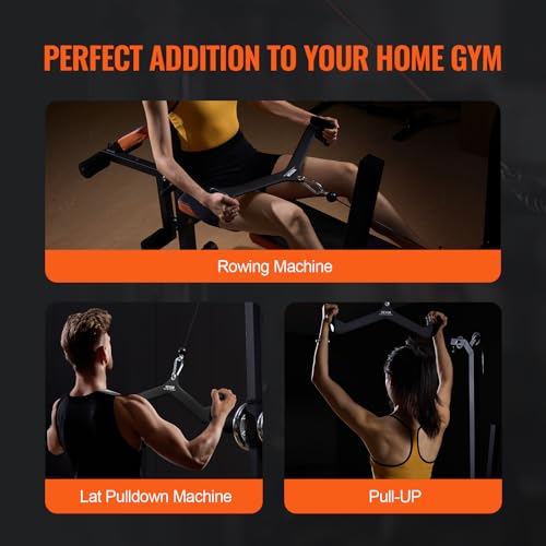 VEVOR LAT Pulldown Attachments, Cable Machine Rowing T-bar V-bar Tricep Pull Down Bar, Back Strength Training Rubber Coated Handle Grip, Bicep Curl Tricep LAT Pulldown Bar for Home Gym Fitness - size: 7PCS