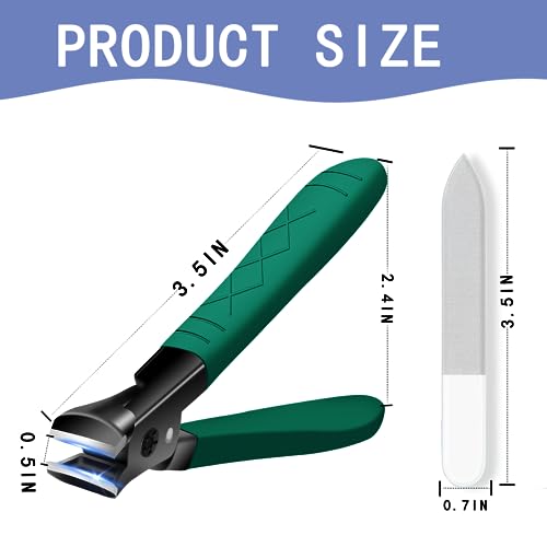 Stainless Steel Nail Clippers for Thick Nails - Wide Jaw Toe Nail Trimmer With Long Handle for Seniors, Men and Women - Salon and Home Use - size: green