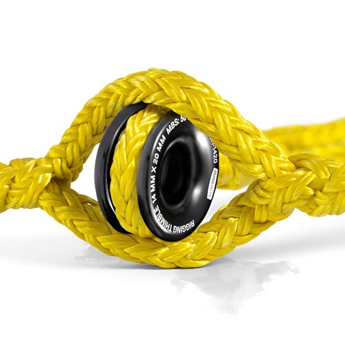 Pelican Rope 1/2" - 6 FT - Adjustable Rigging Block Sling with Aluminum Rings - 13,500 LBS MBS / 2,700 LBS WLL, 12 Strand, Polyester, Arborist Sling, Tree Climbing Gear - Single-Head, Yellow - style: Single-Head | 1/2" - 6 FT