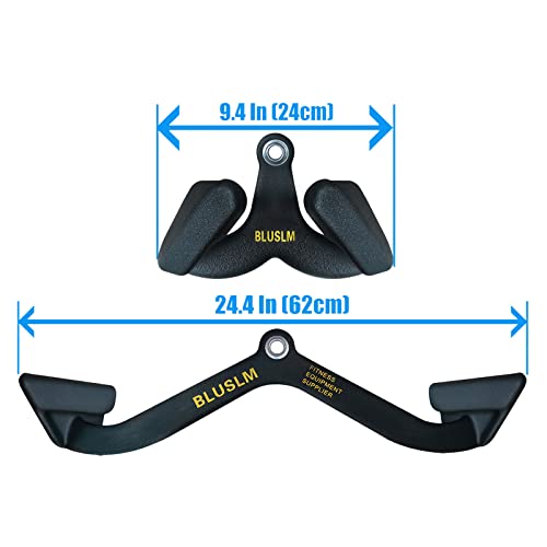 BLUSLM LAT Pull Down Bar for Cable Machine, LAT Pulldown Attachments T-bar V-bar Cable Attachment for Gym, Back Tricep Strength Training Handle - size: 2 Pieces