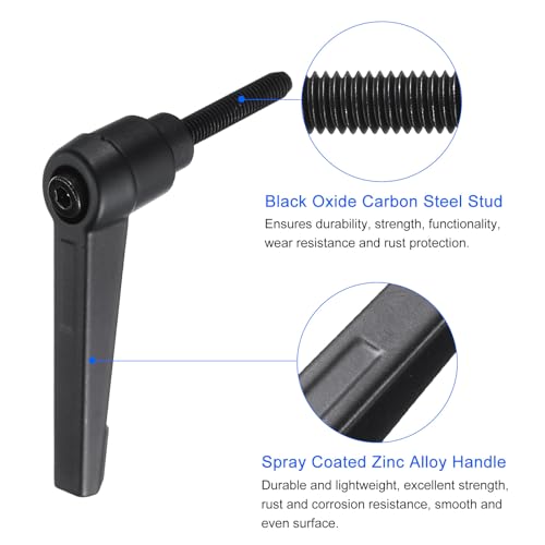 uxcell 4pcs Clamping Lever Handles, M5 x 25mm Black Oxide Carbon Steel Threaded Male Stud, Adjustable Handles Locking Quick Release Ratchet Push Button Bolt Knobs, Black - size: M5 x 25mm