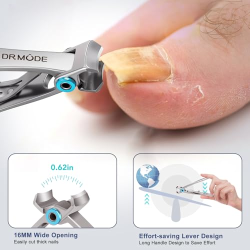 Toenail Clippers for Seniors Thick Toenails - Wide Jaw Opening Large Toe Nail Clippers for Thick Ingrown Nails, Professional Sharp Heavy Duty Nail Clipper Cutter for Mens Seniors with Leather Case - style: 6PCS Toenail Clippers