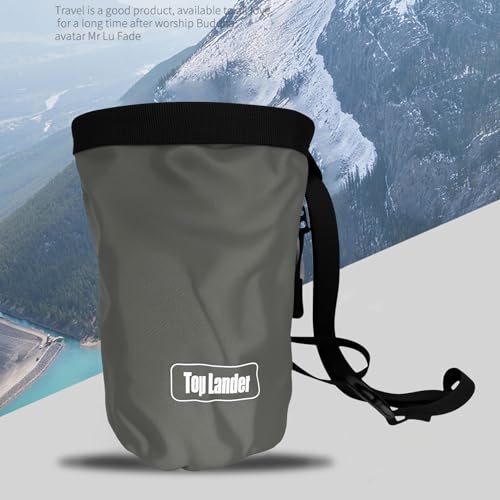 Rock Climbing Bag Anti-Slip Multifunctional Flexible | Waterproof for Climbing Bouldering Gymnastics Fitness Weight-Lifting Strongman Gym Workout Bouldering Chalk Pouch Climbing - color: grey