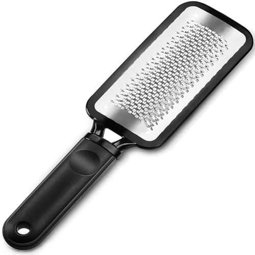 Foot Files Foot Scrubber Pedicure, Stainless Steel Callus Remover for Feet, Professional Foot Grater Rasp Scraper to Hard Skin Corns for Dry and Wet Fee - style: 1X Foot Files(Black)