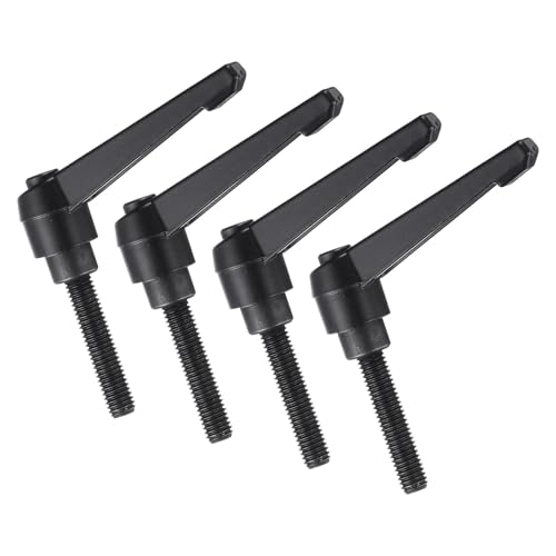 uxcell 4pcs Clamping Lever Handles, M8 x 40mm Black Oxide Carbon Steel Threaded Male Stud, Adjustable Handles Locking Quick Release Ratchet Push Button Bolt Knobs, Black - size: M8 x 40mm