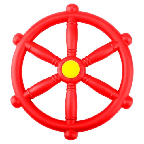 Playground Steering Wheel Plastic Pirate Ship Wheel Playground Swingset Steering Wheel Playset Accessories for Kids Outdoor Backyard Playhouse Treehouse (1, Red) - color: Red