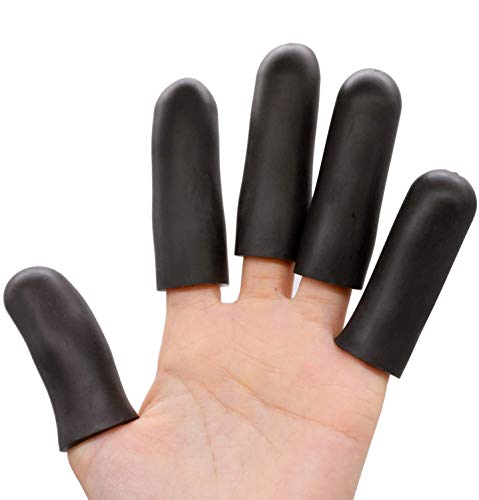 Povihome Finger Cots Protectors - Moisturizing Thumb and Finger Covers - Thickend Version - Elastic Cracked Silicone Finger Sleeves to Protect Cracked, Peel Finger and Other Finger Pain (Black, 10PCS) - color: Black, size: Medium (10PCS)