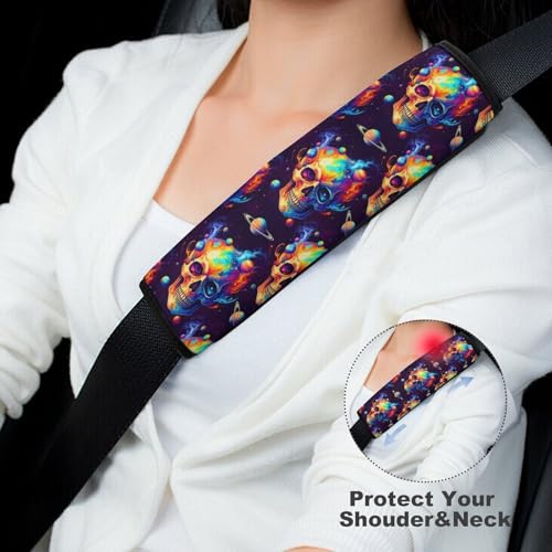 2 Pack Space Planet Skeleton Skull Car Seat Straps Shoulder Pads Universal Soft and Comfortable Seat Belt Cushion for Adults and Children, Stroller Pushchair High Chair - color: Pattern 677
