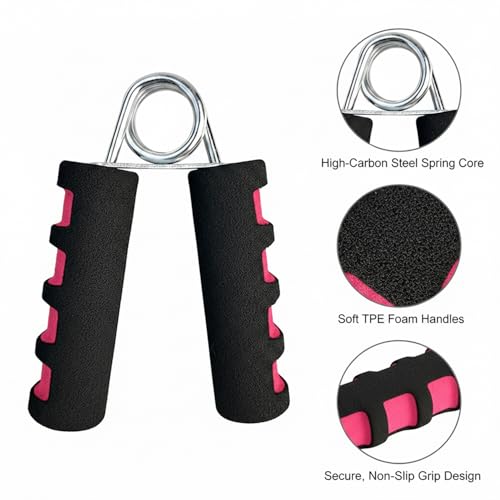 Adjustable Hand Grip Strengthener with Ergonomic TPE Foam Handles for Forearm & Finger Exercise - color: Red