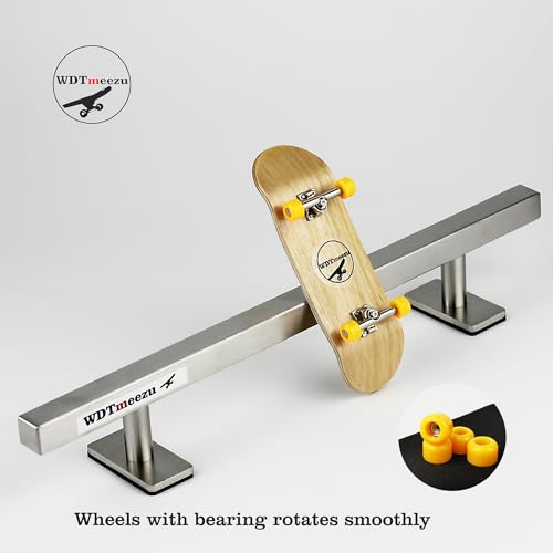 32mm Wood Bearing Wheel Fingerboard and 10" Long Metal Flat Fingerboard Rail Combination Package