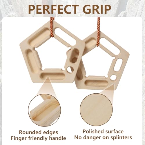 HRVEOCEI Climbing Hangboard for Rock Climbing Training – Wooden Fingerboard with Multi-Grip Design – Strengthen Fingers & Grip – Easy Mount for Home & Gym - color: Brown 3