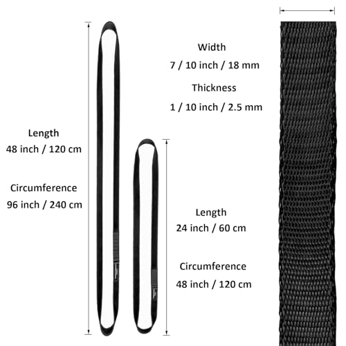 18MM Nylon Climbing Slings Runners 23 kN Strong Webbing Straps for Rock Climbing, Rappelling, Swing, Yoga Hammock etc - color: 1PC Black, size: 24inch/60cm