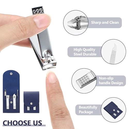 Geosar 12 Sets Manicure Gifts Bulk Nail Clippers Pedicure Kit Stainless Steel Professional Pedicure Grooming Kits Nail Care Tools with Travel Case for Women Men Hand Foot Birthday(Dark Blue) - color: Dark Blue