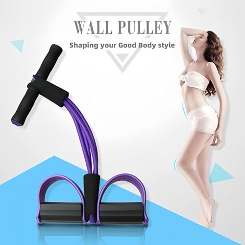 Resistance Bands for Exercise,6-Tube Elastic Yoga Pedal Puller Resistance Band, Natural Latex Tension Rope Fitness Equipment, for Abdomen/Waist/Arm/Leg Stretching Slimming Training - color: Purple