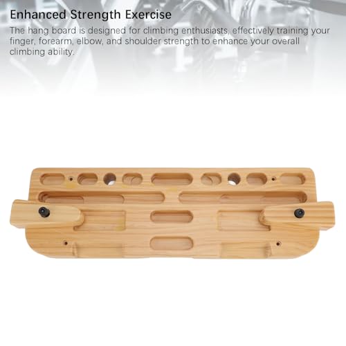 Alomejor Wooden Training Hang Board, Enhanced Strength Exercise Compact Climbing Finger Board for Home Gym Outdoor, Various Grip Hole, Solid Wood