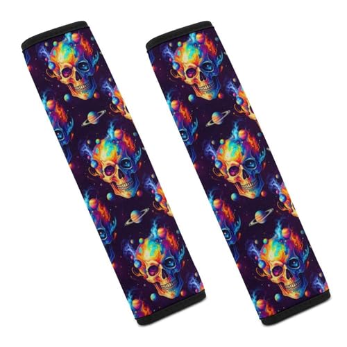 2 Pack Space Planet Skeleton Skull Car Seat Straps Shoulder Pads Universal Soft and Comfortable Seat Belt Cushion for Adults and Children, Stroller Pushchair High Chair - color: Pattern 677