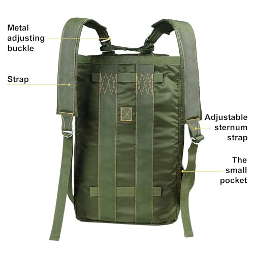 Military Tactical Backpack with Parachute Buckles, Nylon Daypack | Built for men and women for travel, outdoor hiking, camping, trekking, climbing, college, and daily carry - color: Green
