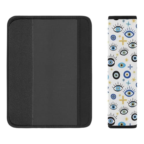 2 Pack Universal Soft and Comfortable Seat Belt Cover for Kids, Car Seats Pushchair Strollers High Chair Pushchair, Hamsa Eyes Hand Magic Evil Eye Print Seat Belt Cushion - color: Pattern 709