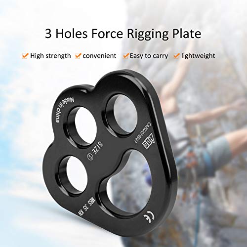 for claw Rigging Plate , 3 Hole Force Rigging Plate , Descender Plate , for claw Rigging Plate long-lasting Climbing Equipment for Outdoor Adventures (black)