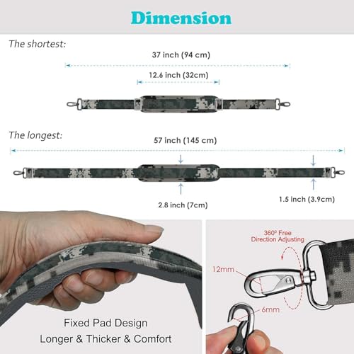 Bag Shoulder Strap, Padded Adjustable Shoulder Strap Replacement - color: Camouflage Gray, size: 57"