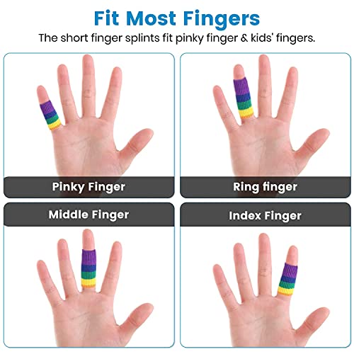 Finger Compression Sleeves, 10 Pcs | Finger Protectors Cots for Arthritis Swelling Basketball Sport, Breathable Elastic - color: Rainbow