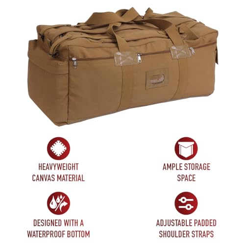 Rothco Tactical Duffle Bag - Rugged All-Purpose Gear and Equipment Bag, Water-Resistant Bottom - color: Coyote Brown