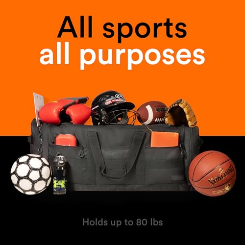 Fitdom 140L 38" Heavy Duty Extra Large Sports Equipment Duffle Bag | Upgrade Zipper, Durable & Water Resistant, Perfect for Travel Storage, Football, Hockey, Baseball, Basketball, Team Coaches