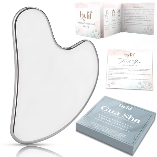 Stainless Steel Gua Sha Facial Tools | Premium Face & Body Massage Scraper for Skin Tightening & Sculpting | Gua Sha Beauty Tool for Jawline, Neck & Eyes with Travel Pouch – Perfect Skincare Gift - color: Silver Ss