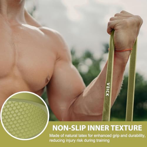 VEICK Pull Up Assist Resistance Bands for Home Gym | 100% Natural Latex, Non Slip Leather Texture, Space Saving, Versatile for Full Body Training, Home Gym - color: Green/Purple Set of 5