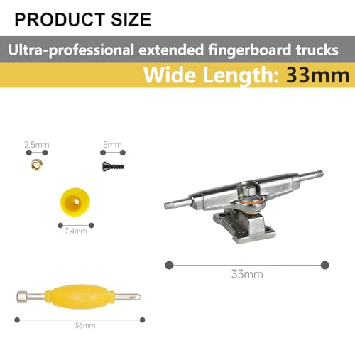 101PCS 33MM Ultra-Professional Extended Fingerboard Trucks & Multicolor Bearingless Wheels & Black Screws & Nuts & Spanner Tool Parts Kit Case for Fingerboard Skateboard Wooden Deck