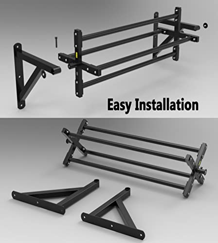 Wall Mounted Pull Up Bar, Rotating Horizontal Bar Parallel Bar Climbing Frame, Indoor Strength Training Fitness Equipment, Max Load 300kg