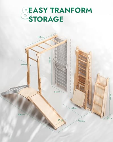 Indoor Jungle Gym Add-On for Swedish Wall, Montessori Climbing Attachment (Swedish Wall Sold Separately) - size: Swedish Wall Extension