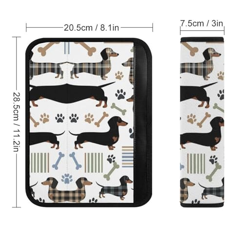1 Pair Cute Puppy Pet Wiener Dog Dachshund Plaid Seat Belt Shoulder Pad Soft Padded Seat Belt Cushion for Adult Use, Stroller Pushchair High Chair, Pressure Relief - color: Pattern 585