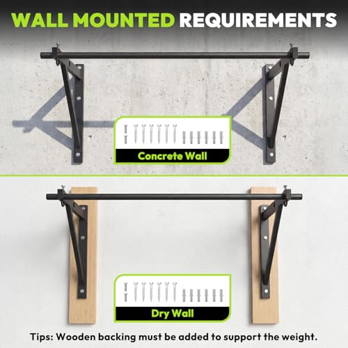 HANDBODE Wall Mounted Pull Up Bar for Doorway, 52''/36'' Chin Up Bar | 500 lb Capacity, Thickened Steel Construction, Joist Mounted - color: 52” wall mounted pull up bar