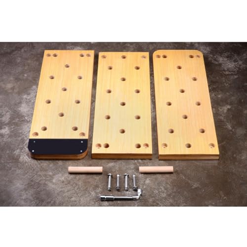96inchs Climbing Pegboard, Wall-Mounted Climbing Board, Sturdy Birch Wood Pegboard Climbing Wall with Wooden Dowel Pegs, 35 Staggered Climbing Holes，Freely Combinable, Three-Part