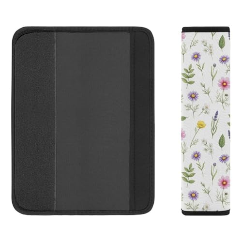 2 Pack Watercolor Wildflowers Car Seat Belt Pad Universal Soft and Comfortable Harness Pads Strap for Adult Use, Most Cars, Easy Install (No Tool) - color: Pattern 436