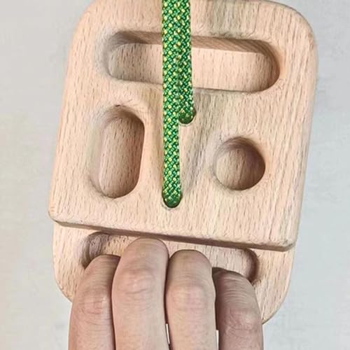 Climbing Hangboard 12cm x 15cm Wood Fingerboard Portable Rock Climbing Training Hand Grip Strengthener with Rope for Home Gym Indoor Outdoor Training