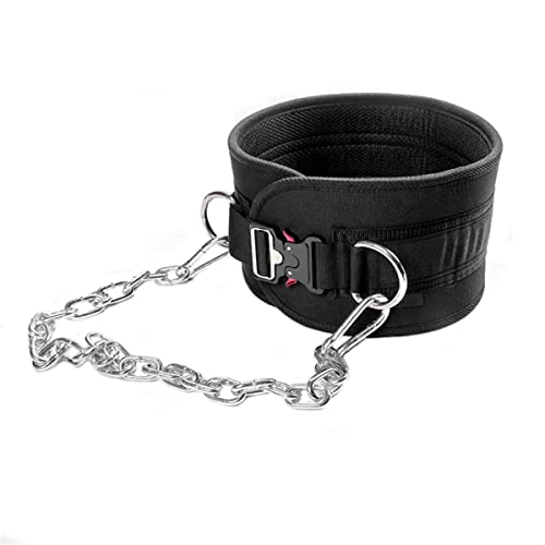 Pull-up Belt Weighted Dip Belt with Chain Double D-ring Weightlifting Back Support Strap Home Gym Equipment Waist Belt - color: with metal buckle