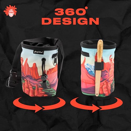 Rock Climbing Chalk Bag | for Outdoor, Gym, & Bouldering | Adjustable Waist Belt, Durable Drawstring Closure, & Zippered Pocket - style: Moab