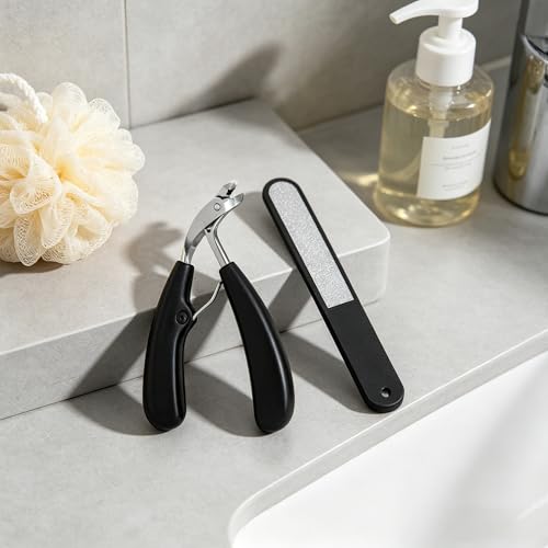1PC Heavy Duty Nail Clippers for Thick Nails & Elderly Men,Stainless Steel Arc Trimmer with Long Handle,Splashproof Nail Cutter for Home Travel(Silver)