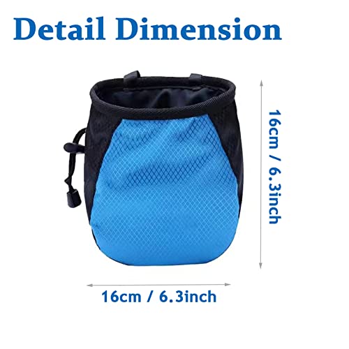Chalk Bag, Rock Climbing Gear, Bouldering Chalk Bag with Adjustable Waist Belt and Drawstring Closure, Chalk Bag for Weight Lifting, Gym, Climbing, Billiards, Crossfit, Athletics(Blue)