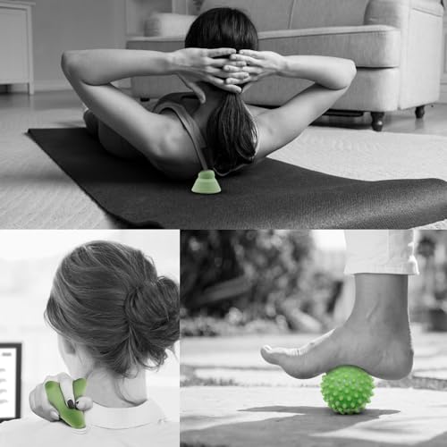 Physical Therapy Pain Relief Massage Ball Set for Trigger Point Release - Myofascial Release Tool & Deep Tissue Massage Set of 6 Pieces - Lacrosse, Spiky, Hand Roller & Mountable Self Massage Ball