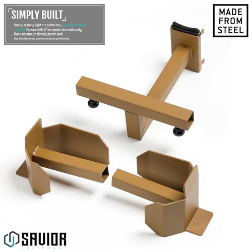 Savior Equipment Wall Rack System Tactical Belt Attachment Gear Wall Mount Display Rack Organizer Hanger, Adjustable Width, Heavy-Duty Steel Construction Hold Up to 20 lbs - color: RAL8000 Tan