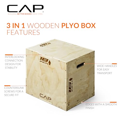 CAP Barbell 3-in-1 Plyometric Box | Multiple Styles and Sizes - size: 20in x 18in x 16in, style: WOOD