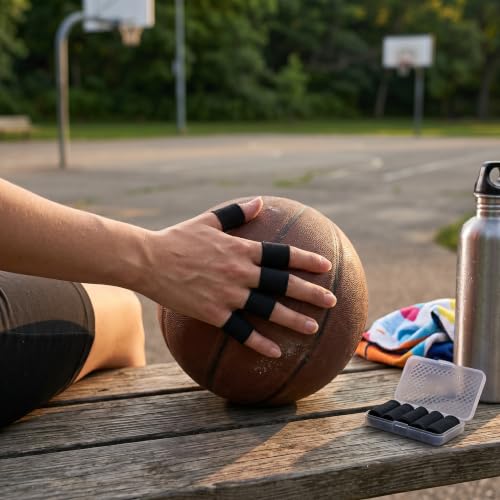Zerone 10Pcs Finger Protector Sleeve, Elastic Nylon Support Wraps Basketball Sports Aid Finger Sleeves for Joint Protection