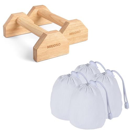 Parallettes Push Up Bar for Floor Dip Workout and Strength Training and 4 Pack 2.3oz Chalk Ball with Refillable Chalk Socks Bundle