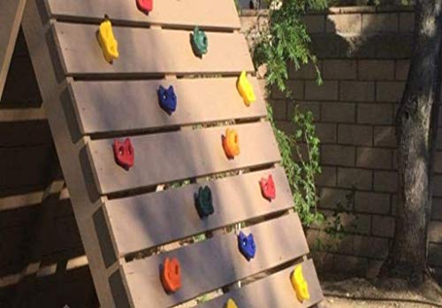 KINSPORY 15pc Rock Wall Climbing Holds for Kid, Play Set Climber Attachment | Colourful anti-slip pig nose rocks, complete mounting hardware for indoor outdoor Children playground & Playset building