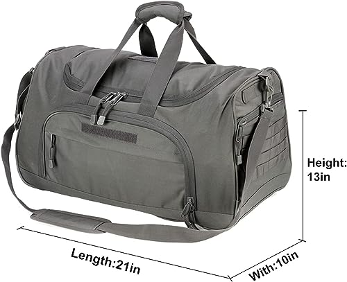 HYKING Gym Bag for Women & Men Tactical Duffle Military Weekender Work Out Lightweight Waterproof Sports Tote Shoe Pocket Gray - color: Gray
