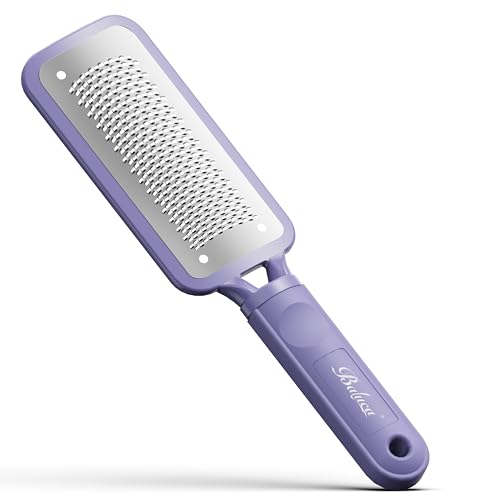 BALUCA Professional Foot File & Callus Remover - Stainless Steel Foot Rasp & Metal Feet Scrubber, Pedicure Tool for Hard Skin & Dead Skin Removal, Cracked Heel Repair for Baby Soft Feet (Purple) - color: Purple